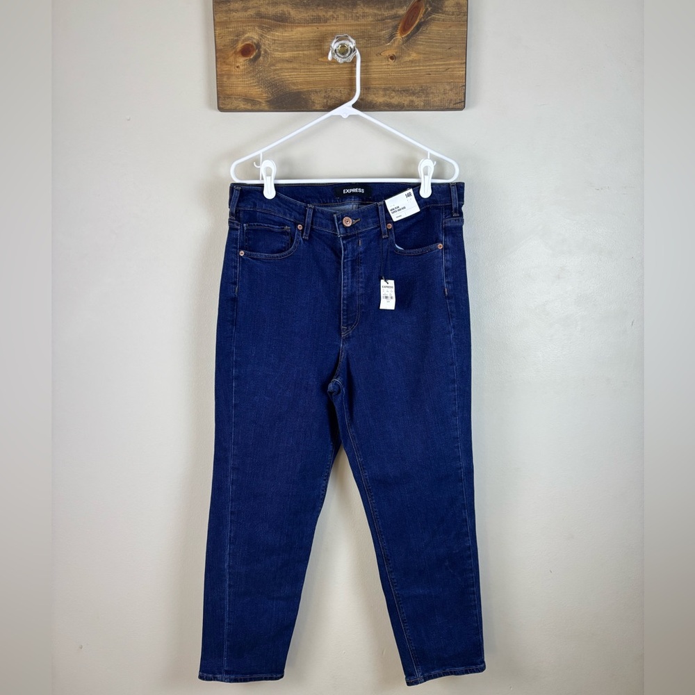 NEW w/ TAGS Express Size 14 Regular Super High Waisted Mom Jeans with Stretch